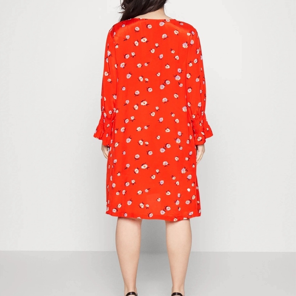 Kaffe Curve Plus Size KColly Red Floral midi Dress women size - Picture 5 of 15